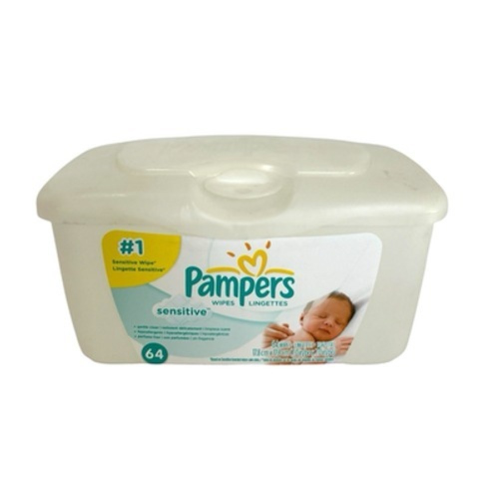 Pampers Sensitive Baby Wipes Plastic Pop Up Refillable Container 64 Count EMPTY